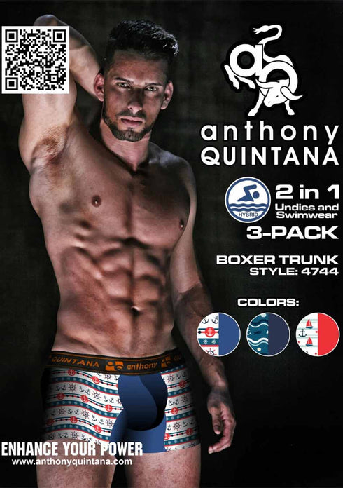 Men's AQ Trunk Men's Hybrid Collection Boxer Briefs Trunk-up Hot Pants – 3-Pack